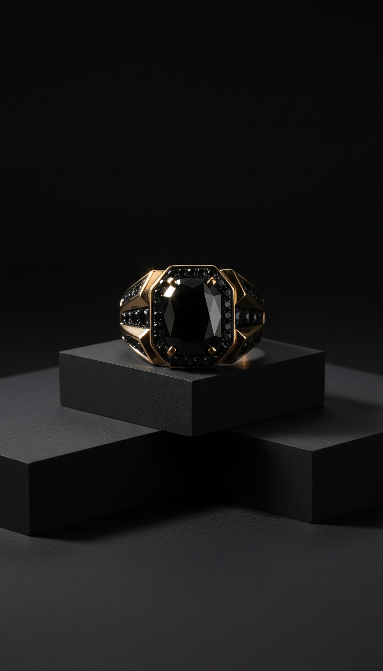Black Diamond Domed Ring