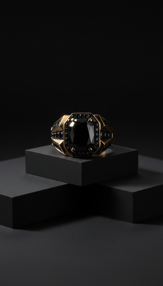 Black Diamond Domed Ring